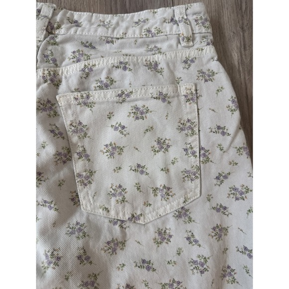 H M Floral Print Wide Leg Jeans Womens US 6 Light Wash Denim Pants - Picture 6 of 6